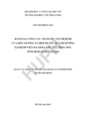 Đánh Giá Công Tác Chăm Sóc Người Bệnh Tại Bệnh Viện Đa
