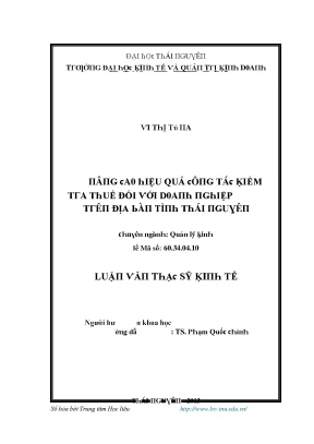 Hiệu Quả Kiểm Tra Thuế Đối Với Doanh Nghiệp Tại Tỉnh