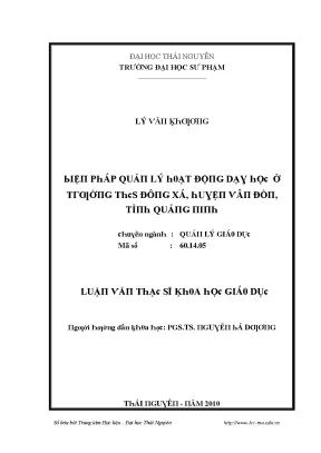 Biện Pháp Quản Lý Hoạt Động Dạy Học Tại Trường THCS Đông Xá