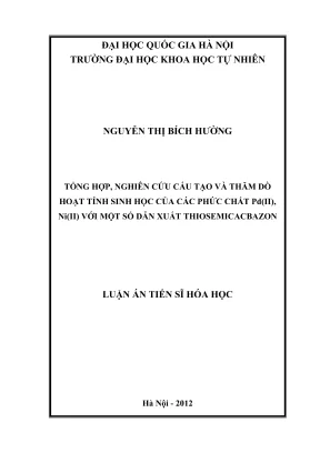 Nghiên Cứu Cấu Tạo và Hoạt Tính Sinh Học của Phức Chất