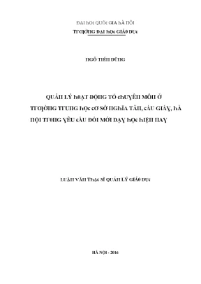 Quản lý hoạt động tổ chuyên môn tại trường THCS Nghĩa