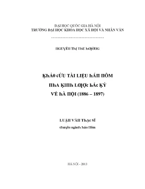 Khảo Cứu Tài Liệu Hán Nôm Về Hà Nội (1886 - 1897)