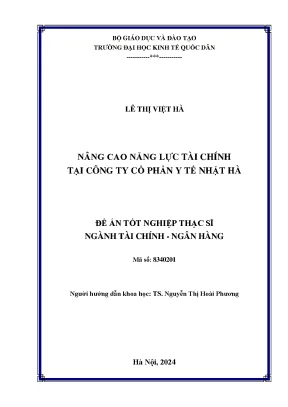 Nâng Cao Năng Lực Tài Chính Tại Công Ty Cổ Phần Y Tế Nhật Hà