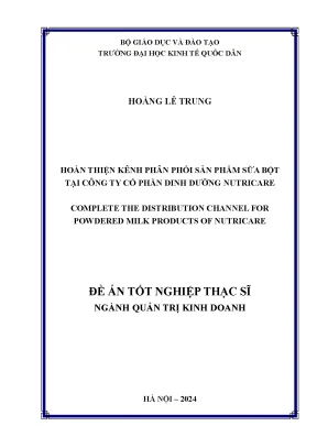 Kênh Phân Phối Sản Phẩm Sữa Bột Tại Công Ty Nutricare: