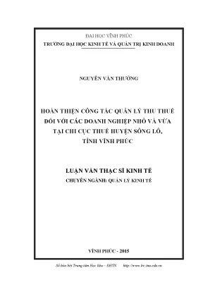 Cải Thiện Quản Lý Thu Thuế Doanh Nghiệp Nhỏ và Vừa Tại