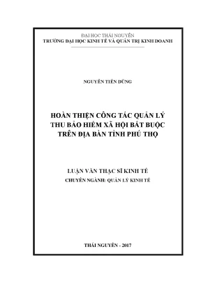 Hoàn thiện quản lý thu bảo hiểm xã hội bắt buộc tại tỉnh