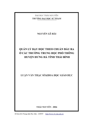 Quản Lý Dạy Học Theo Chuẩn Đầu Ra Tại Trường Trung Học