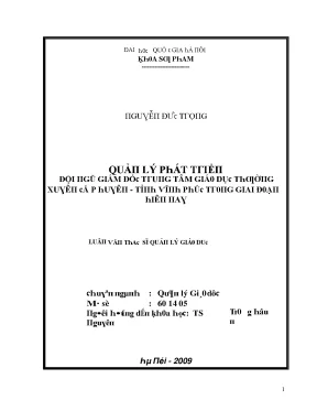 Quản lý phát triển đội ngũ giám đốc tâm lý