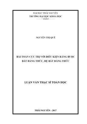 Giải Bài Toán Cực Trị Với Điều Kiện Ràng Buộc Bất Đẳng Thức