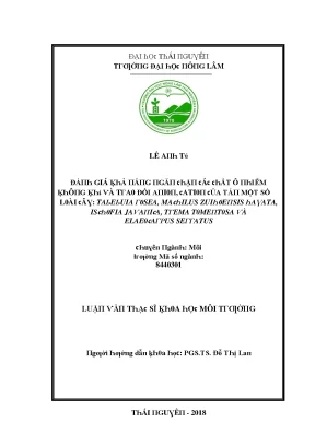 Nghiên Cứu Đánh Giá Giá Trị Kinh Tế Của Một Số Loài Thực Vật