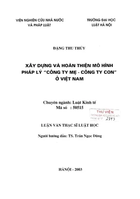 Mô Hình Pháp Lý Công Ty Mẹ - Công Ty Con Tại Việt Nam: