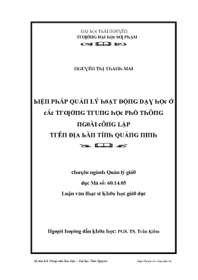 Quản lý dạy học tại trường trung học phổ thông ngoài