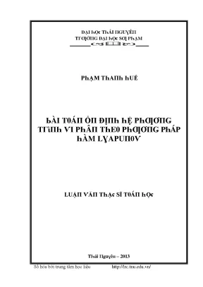 Nghiên cứu ổn định hệ phương trình vi phân bằng phương