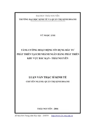 Tăng Cường Hoạt Động Tín Dụng Đầu Tư Phát Triển Tại Ngân