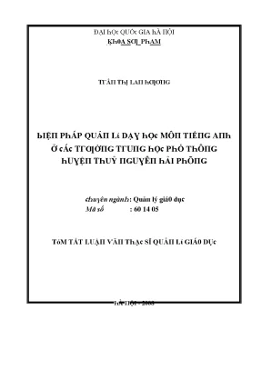 Quản lý dạy học tiếng Anh tại trường THPT Thủy Nguyên,