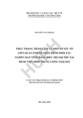 Thực Trạng Trầm Cảm Ở Bệnh Nhân Bệnh Phổi Tắc Nghẽn Mạn