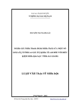 Đánh giá tính thích nghi sinh thái của cây trồng giá trị 