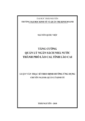 Tăng Cường Quản Lý Ngân Sách Nhà Nước Tại Thành Phố Lào Cai