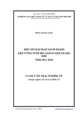 Giải pháp giảm nghèo bền vững tại huyện Thanh Sơn, Phú Thọ