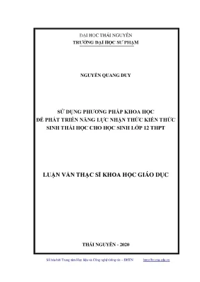Phát Triển Năng Lực Nhận Thức Sinh Thái Học Cho Học Sinh
