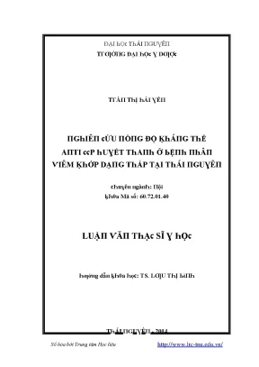 Luận văn nghiên cứu nồng độ kháng thể anti ccp huyết thanh ở bệnh nhân viêm khớp dạng thấp tại thái nguyên