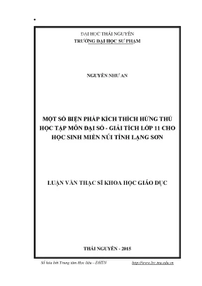 Kích Thích Hứng Thú Học Tập Môn Toán Cho Học Sinh Lớp 11