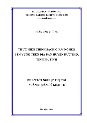 Chính Sách Giảm Nghèo Bền Vững Tại Huyện Đức Thọ, Tỉnh