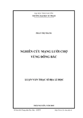 Nghiên Cứu Mạng Lưới Chợ Vùng Đông Bắc Việt Nam