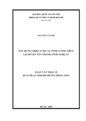 Chiến Lược An Ninh Lương Thực Tại Huyện Yên Thành, Nghệ An