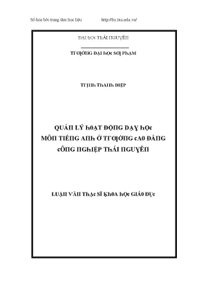 Quản Lý Hoạt Động Dạy Học Môn Tiếng Anh Tại Trường Đại