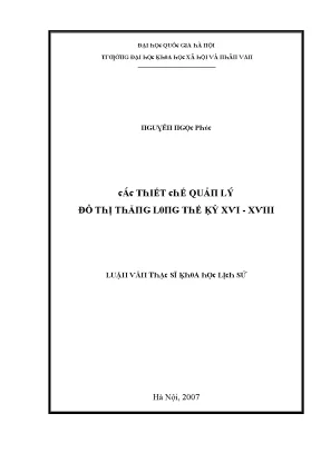 Quản lý đô thị Hà Nội từ thế kỷ XVI đến XVIII