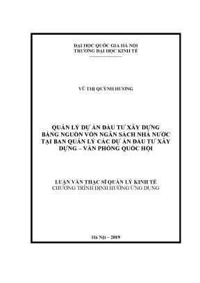 Quản Lý Dự Án Đầu Tư Xây Dựng Bằng Ngân Sách Nhà Nước