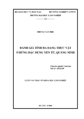 Đánh Giá Đa Dạng Thực Vật Tại Rừng Đặc Dụng Yên Tử,