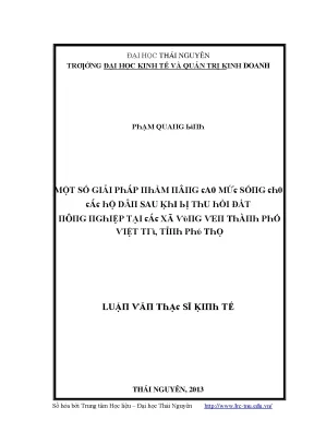 Giải pháp phục hồi đất sau thu hồi tại Thái Nguyên