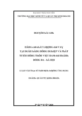 Nâng cao chất lượng cho vay tại Ngân hàng Nông nghiệp và