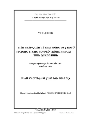 Biện Pháp Quản Lý Hoạt Động Dạy Học Tại Trường Trung Học