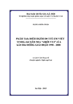 Nghiên Cứu Về Diễn Xuất Của Trẻ Em Trong Luận Văn Tại 