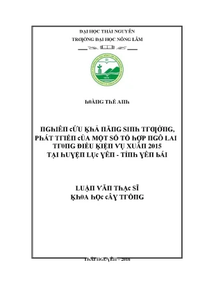 Nghiên Cứu Về Tổ Hợp Ngô Lai Tại Trường Đại Học Nông Lâm