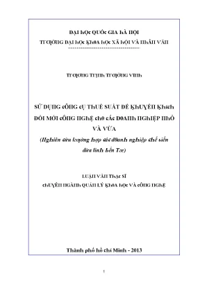 Nghiên Cứu Về Thuế Suất Để Khuyến Khích Đổi Mới Hệ Thống