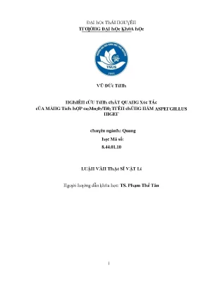 Nghiên Cứu Về Vật Liệu TiO2 Trong Ứng Dụng Kỹ Thuật