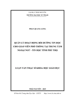 Quản Lý Hoạt Động Bồi Dưỡng Tin Học Cho Giáo Viên Tại