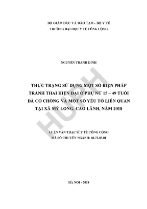 Thực Trạng Sử Dụng Biện Pháp Tránh Thai Hiện Đại Ở Phụ