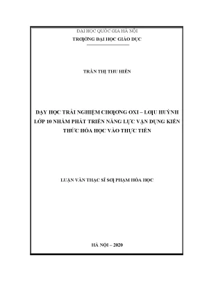 Phát Triển Năng Lực Vận Dụng Kiến Thức Hóa Học Qua Dạy