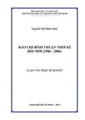 Nghiên Cứu Về Báo Chí Bình Thuận Trong Thời Kỳ Đổi Mới