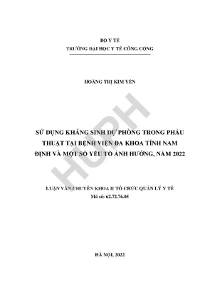Kháng Sinh Dự Phòng Trong Phẫu Thuật: Nghiên Cứu Tại