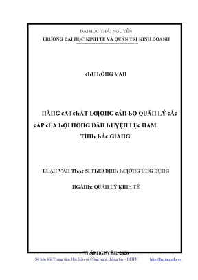 Nâng cao chất lượng cán bộ quản lý hội nông dân huyện
