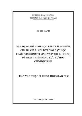 Vận Dụng Mô Hình Học Tập Trải Nghiệm Kolb Trong Dạy Học 