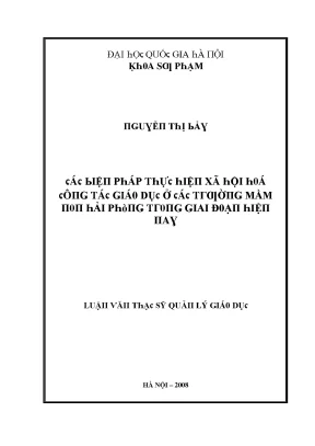 Biện pháp xã hội hóa giáo dục mầm non tại Hải Phòng hiện nay