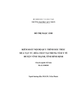 Kiểm Soát Nội Bộ Quy Trình Đấu Thầu Tại Trung Tâm Y Tế