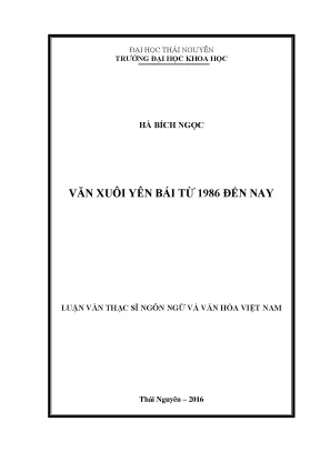 Nghiên Cứu Văn Xuôi Yên Bái Từ 1986 Đến Nay